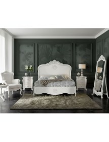 Letto matrimoniale barocco rosa intagliata bianco 182x212x156 (2134)