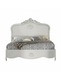 Letto matrimoniale barocco rosa intagliata bianco 182x212x156 (2134)