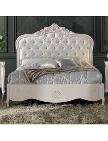 Letto matrimoniale barocco imbottito Legno Bianco 182x212x156 (2135)