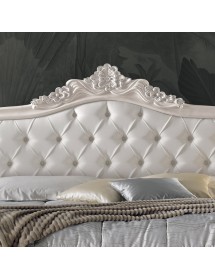 Letto matrimoniale barocco imbottito Legno Bianco 182x212x156 (2135)