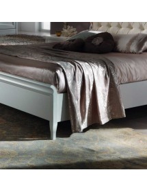 Letto matrimoniale barocco legno ecopelle bianco oro 190x215x169