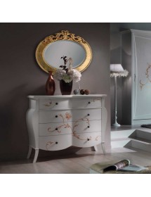 Letto matrimoniale barocco legno ecopelle bianco oro 190x215x169