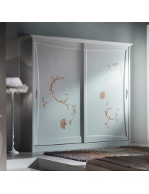 Letto matrimoniale barocco legno ecopelle bianco oro 190x215x169