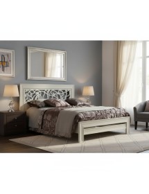 Letto arte povera traforato legno shabby bianco anticato 183x210x117