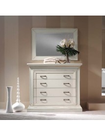 Specchiera rettangolare legno shabby bianco anticato 115x80x3