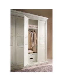 Armadio 4 porte decorate legno shabby bianco anticato 286x66x252