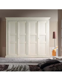 Armadio 4 porte legno shabby bianco anticato 286x66x252