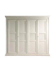 Armadio 4 porte legno shabby bianco anticato 286x66x252