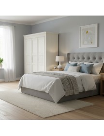 Armadio 4 porte legno shabby bianco anticato 286x66x252