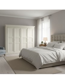 Armadio 4 porte legno shabby bianco anticato 286x66x252