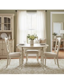 Tavolo rotondo allungabile legno shabby avorio anticato 100x100x80 120x120x80