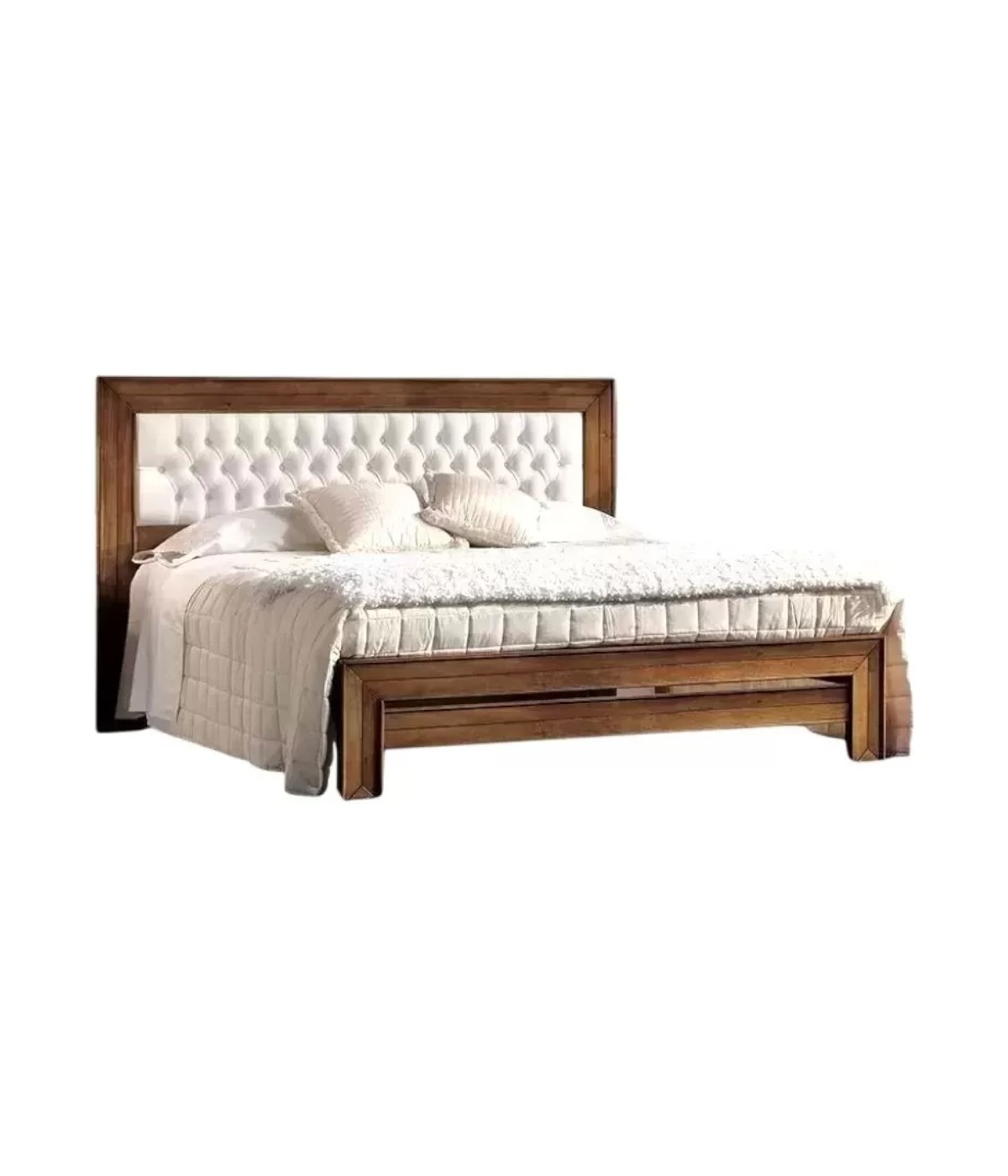 Letto matrimoniale classico ecopelle noce bassano 183x210x117
