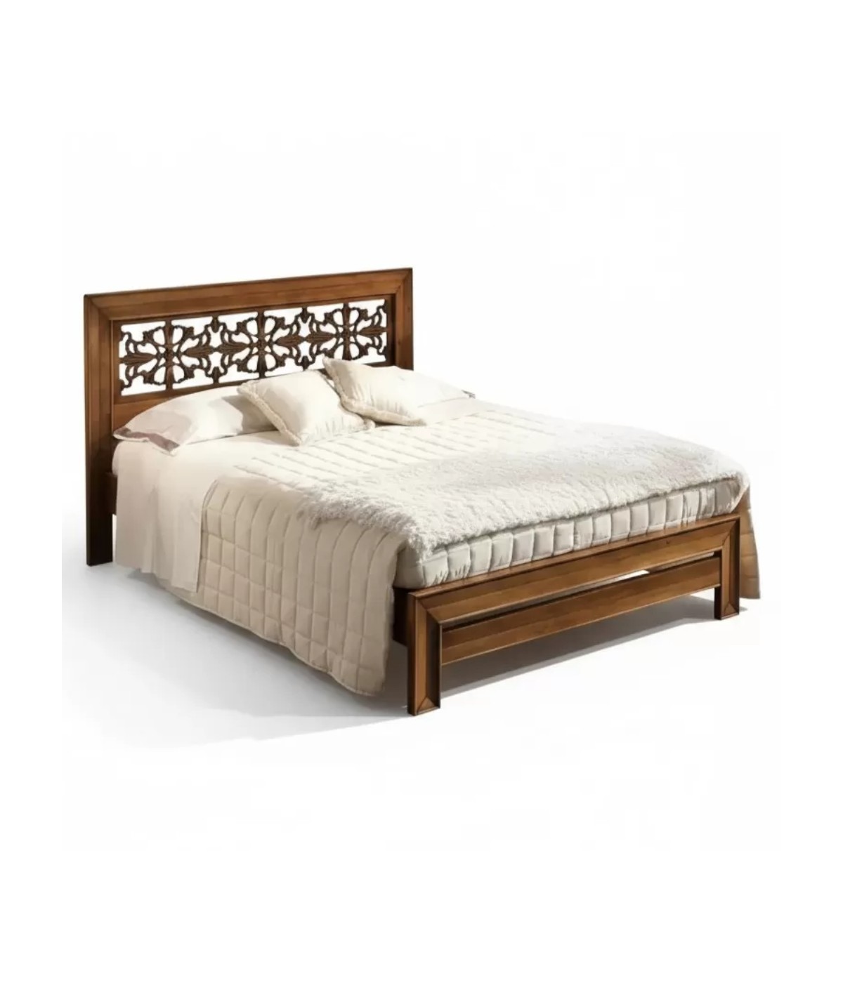 Letto matrimoniale classico traforato noce bassano 183x210x117