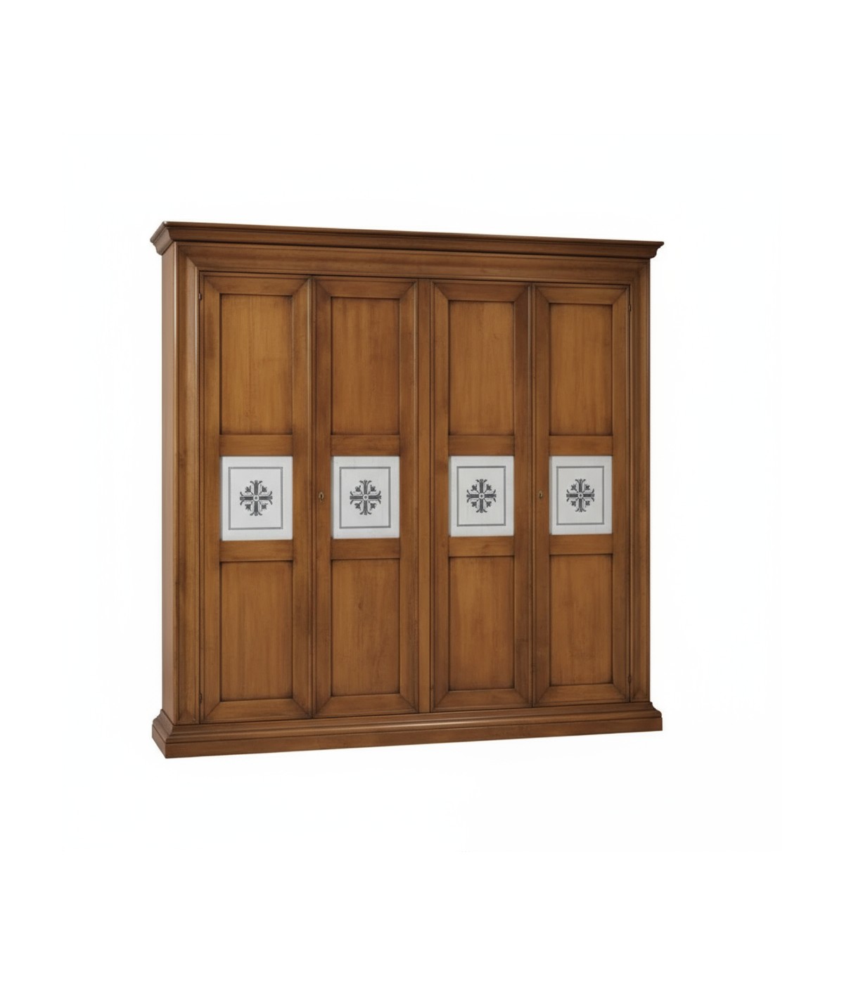Armadio 4 porte classico serigrafate legno noce bassano 286x66x252
