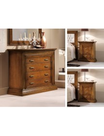 Gruppo 1 Cassettiera 2 Comodini legno noce bassano