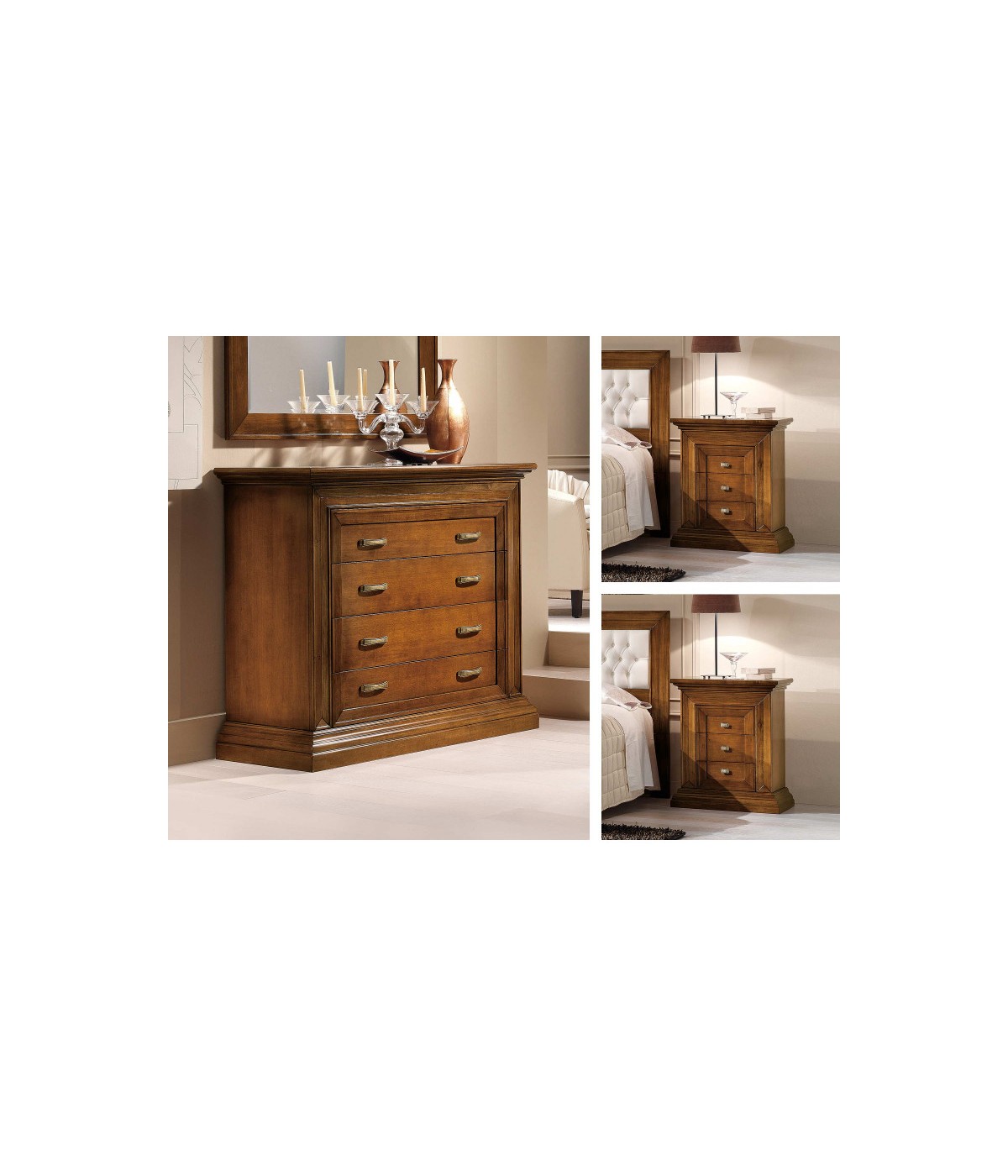 Gruppo 1 Cassettiera 2 Comodini legno noce bassano