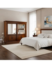 Armadio 2 porte scorrevoli classico intaglio noce bassano 286x66x252