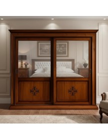 Armadio 2 porte scorrevoli classico intaglio noce bassano 286x66x252