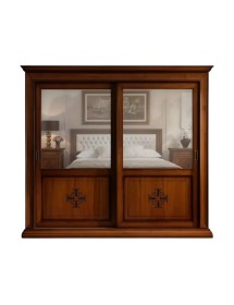 Armadio 2 porte scorrevoli classico intaglio noce bassano 286x66x252