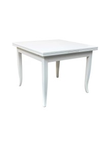 MOBILI 2G - TAVOLO CON ALLUNGHE 80X80 BIANCO OPACO VISTA LATERALE