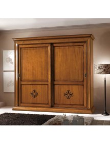 Armadio 2 porte scorrevoli classico intaglio noce bassano 286x66x252