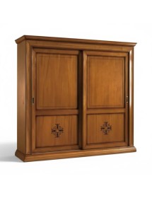 Armadio 2 porte scorrevoli classico intaglio noce bassano 286x66x252