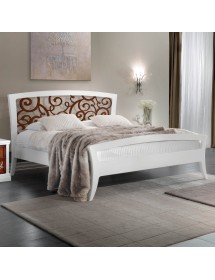 Letto shabby traforato legno bicolore bianco noce 184x210x120