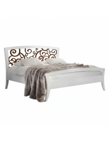 Letto shabby traforato legno bicolore bianco noce 184x210x120