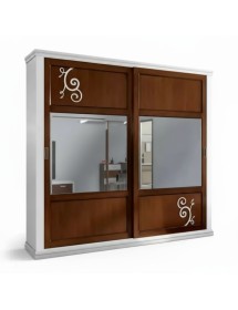 Armadio 2 porte scorrevoli shabby bicolore decorato 276x62x248