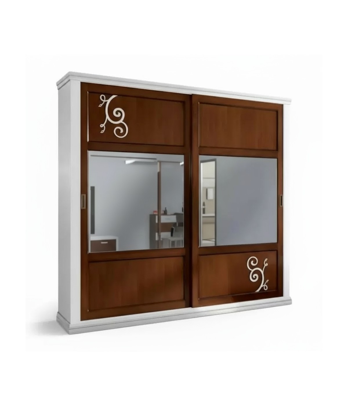 Armadio 2 porte scorrevoli shabby bicolore decorato 276x62x248