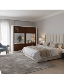 Armadio 2 porte scorrevoli shabby bicolore decorato 276x62x248