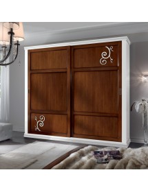 Armadio 2 porte scorrevoli shabby bicolore decorato 276x62x248