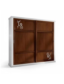 Armadio 2 porte scorrevoli shabby bicolore decorato 276x62x248