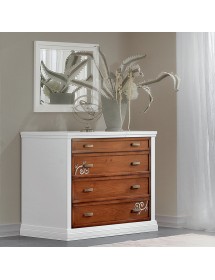 Specchiera rettangolare legno shabby bianco 90x60x1