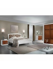 Camera completa legno shabby bicolore con decorazioni rilievo