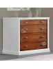 Cassettiera 4 cassetti legno shabby bicolore decorato 128x55x95