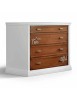 Cassettiera 4 cassetti legno shabby bicolore decorato 128x55x95