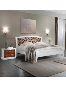 Comodino 2 cassetti legno bicolore decoro destro 63x39x54