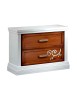 Comodino 2 cassetti legno bicolore decoro destro 63x39x54
