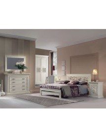 Cassettiera shabby 4 cassetti legno bianco anticato 127x57x111