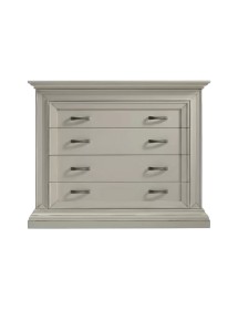 Cassettiera shabby 4 cassetti legno bianco anticato 127x57x111