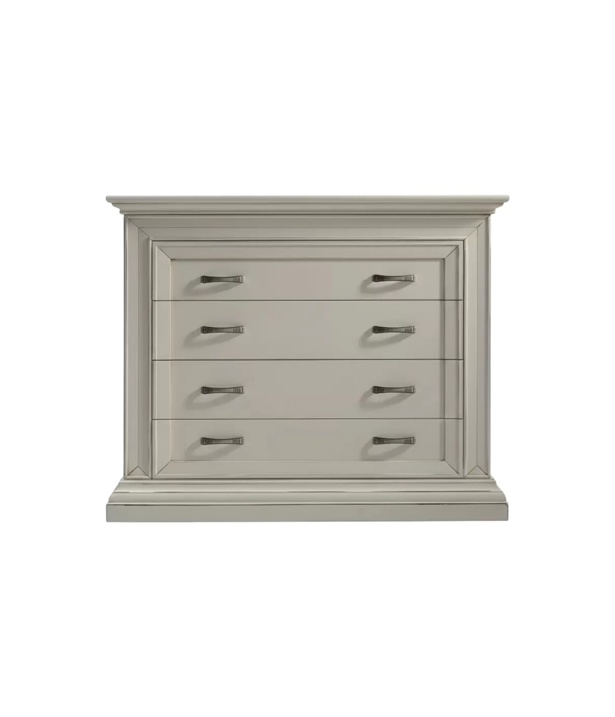 Cassettiera shabby 4 cassetti legno bianco anticato 127x57x111