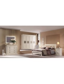 Comodino shabby 3 cassetti legno bianco anticato 62x43x76