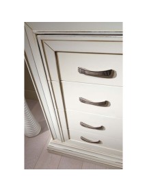 Comodino shabby 3 cassetti legno bianco anticato 62x43x76