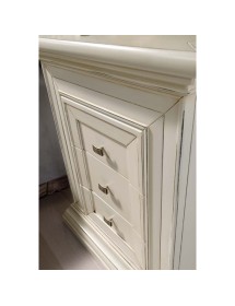 Comodino shabby 3 cassetti legno bianco anticato 62x43x76