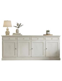Madia Credenza Shabby chic in legno 4 porte bianco consumato l.205 p.42 h.85