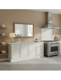 Madia Credenza Shabby chic in legno 4 porte bianco consumato l.205 p.42 h.85