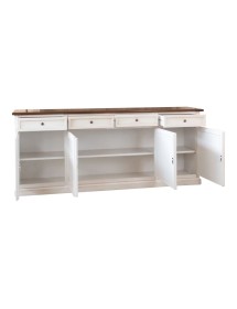 MOBILI 2G - Madia Credenza Shabby chic in legno 4 porte bicolore l.205 p.42 h.85 VISTA FRONTALE
