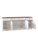 MOBILI 2G - Madia Credenza Shabby chic in legno 4 porte bicolore l.205 p.42 h.85 VISTA FRONTALE