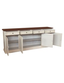 Madia Credenza Shabby chic in legno 4 porte bicolore l.205 p.42 h.85